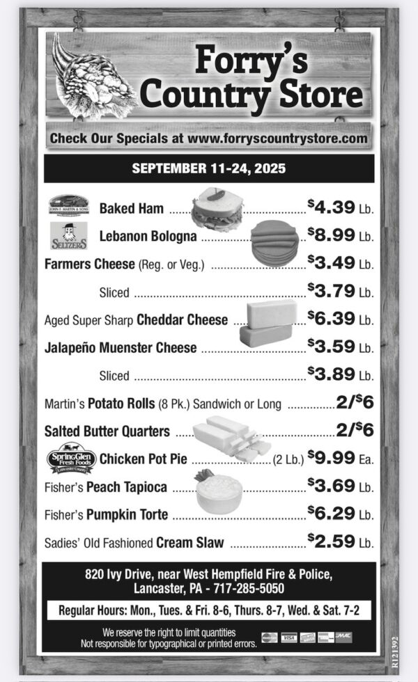 Weekly Specials thru Sept 24, 2025